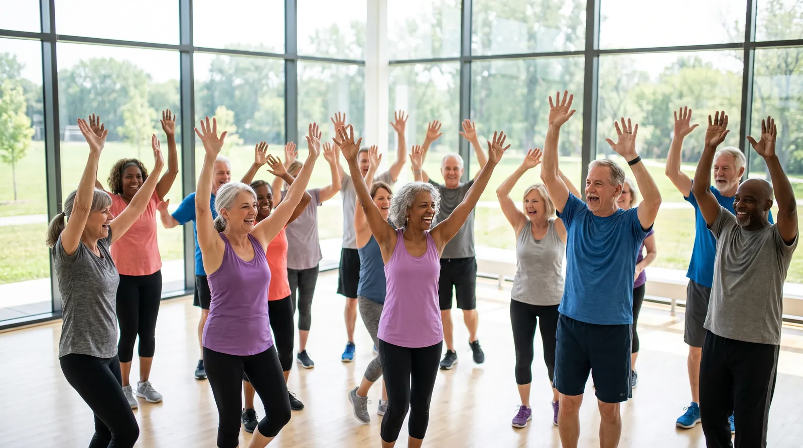 Seniorzy na zajęciach dance fitness
